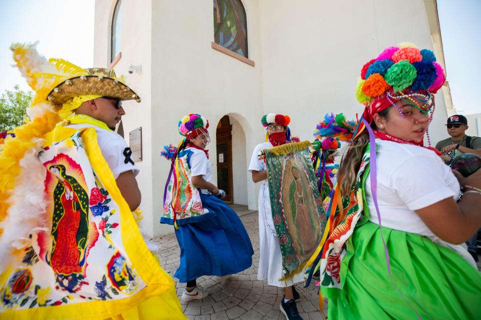 Dancers with Danza Don Lupe Roman perform at the San Lorenzo Fiesta in 2021. The celebration in Clint has been a tradition for more than 100 years. It was not held in 2020 due to the pandemic.