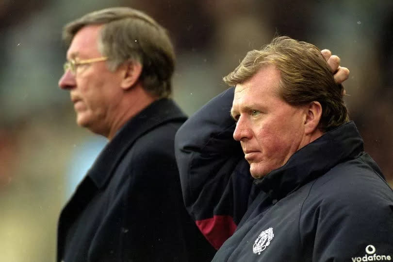 Manchester United coach Steve McClaren (right), and manager Alex Ferguson during the FA Carling Premiership match at Highfield Road in Coventry, England