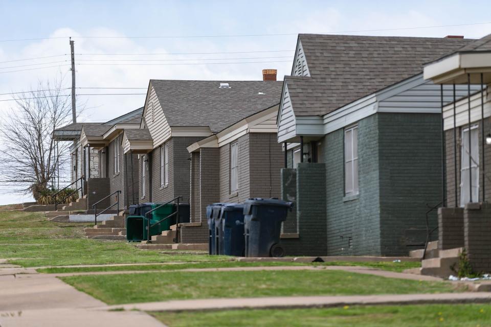 Homes sit empty on Thursday, April 7, 2022, before the Oklahoma City Housing Authority was to demolish and replace the Northeast Duplexes in Oklahoma City.