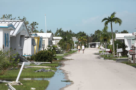 Property damage is seen at a mobile home park after Hurricane Irma in Naples, Florida, U.S. September 11, 2017 REUTERS/Stephen Yang