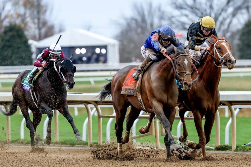 Cody's Wish, shown winning the 2022 Breeders' Cup Dirt Mile, seeks a repeat in November at Santa Anita. Photo by Carolyn Simancik/Eclipse Sportswire, courtesy of Breeders' Cup