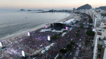 A drone view prior to Madonna's show at Copacabana beach in Rio de Janeiro, Brazil May 4, 2024. REUTERS/Leonardo Benassatto