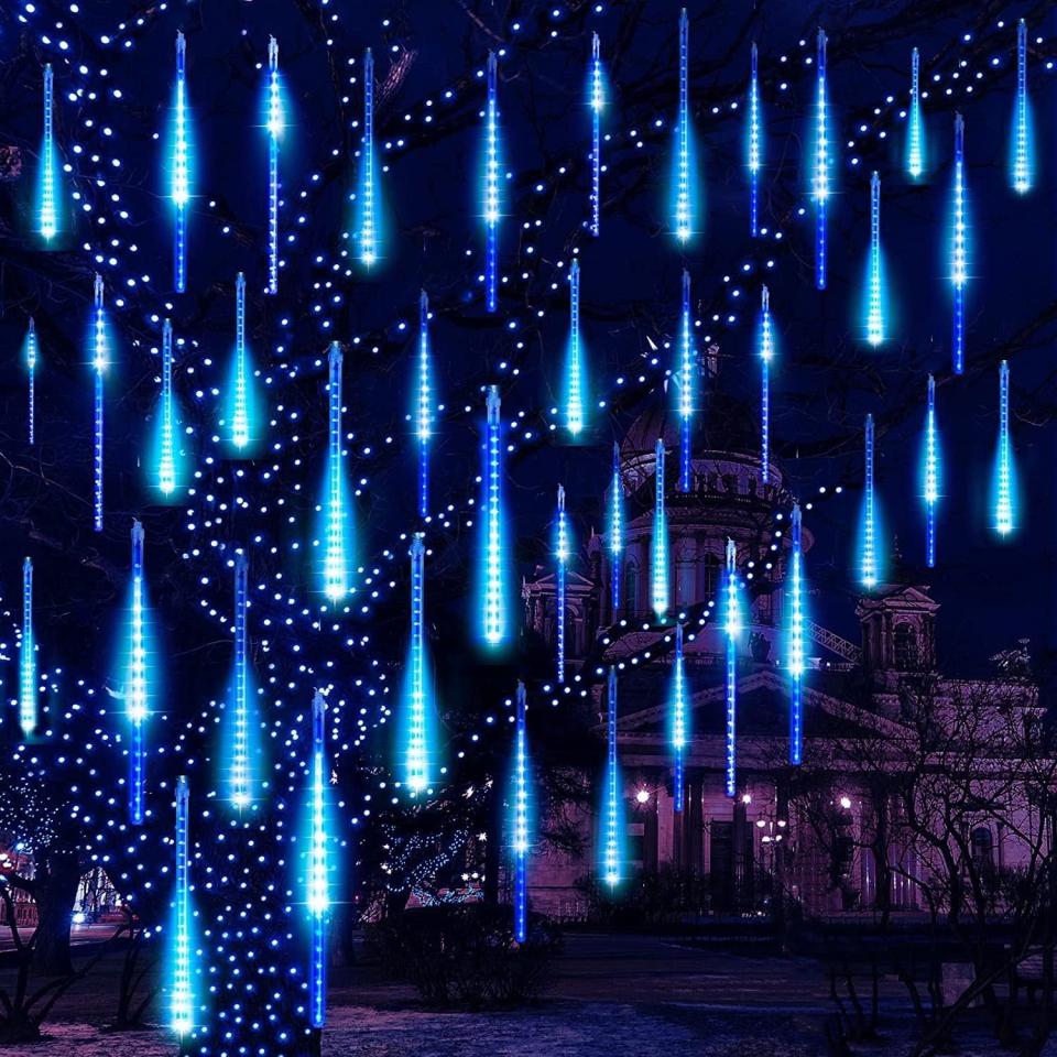 <p><a href="https://go.redirectingat.com?id=74968X1596630&url=https%3A%2F%2Fwww.walmart.com%2Fip%2FChristmas-Lights-Meteor-Shower-Icicle-String-18-Inches-8-Tubes-288-LED-Lights-Outdoor-Dropping-Hanging-Falling-Rain-Holiday-Tree-Blue%2F1085813456&sref=https%3A%2F%2F" rel="nofollow noopener" target="_blank" data-ylk="slk:Shop Now;elm:context_link;itc:0;sec:content-canvas" class="link ">Shop Now</a></p><p>Meteor Shower Icicle String Lights </p><p>walmart.com</p><p>$14.99</p>