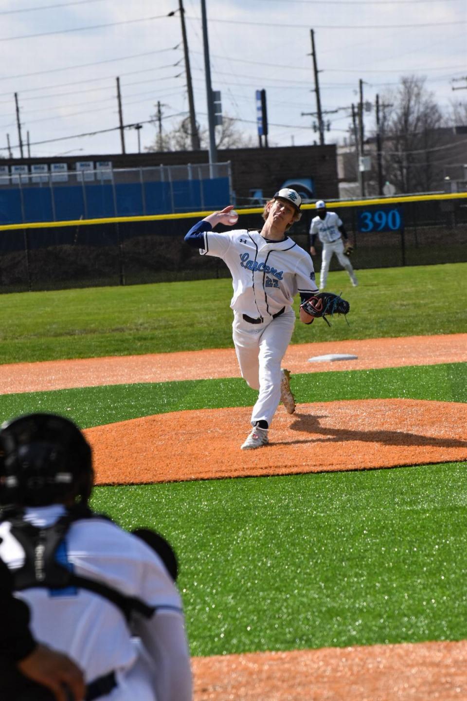 Belleville East High School’s Dylan Mannino gets ready to fire a pitch during a game this season. Mannino is the winner of this week’s Belleville News-Democrat Baseball Player of the Week high school poll, as selected by readers of bnd.com.​