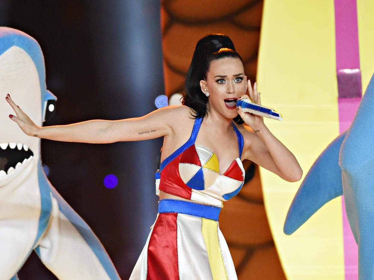 Katy Perry performs during the Super Bowl XLIX halftime show on February 1, 2015 in Glendale, Arizona.