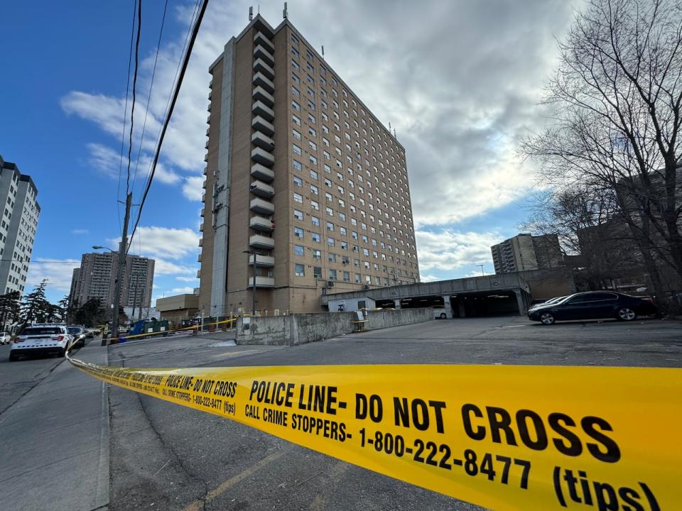 Two men have been charged with second degree murder and a third man is wanted by police after a fight in a west end apartment building left a man dead on the weekend. (Cristian Gomes/CBC - image credit)