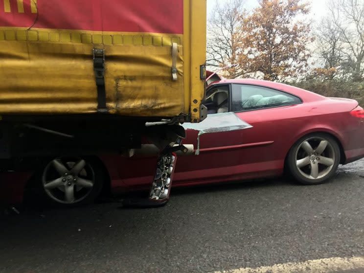 The driver of this car had a miraculous escape after walking away from this with just some cuts to his head