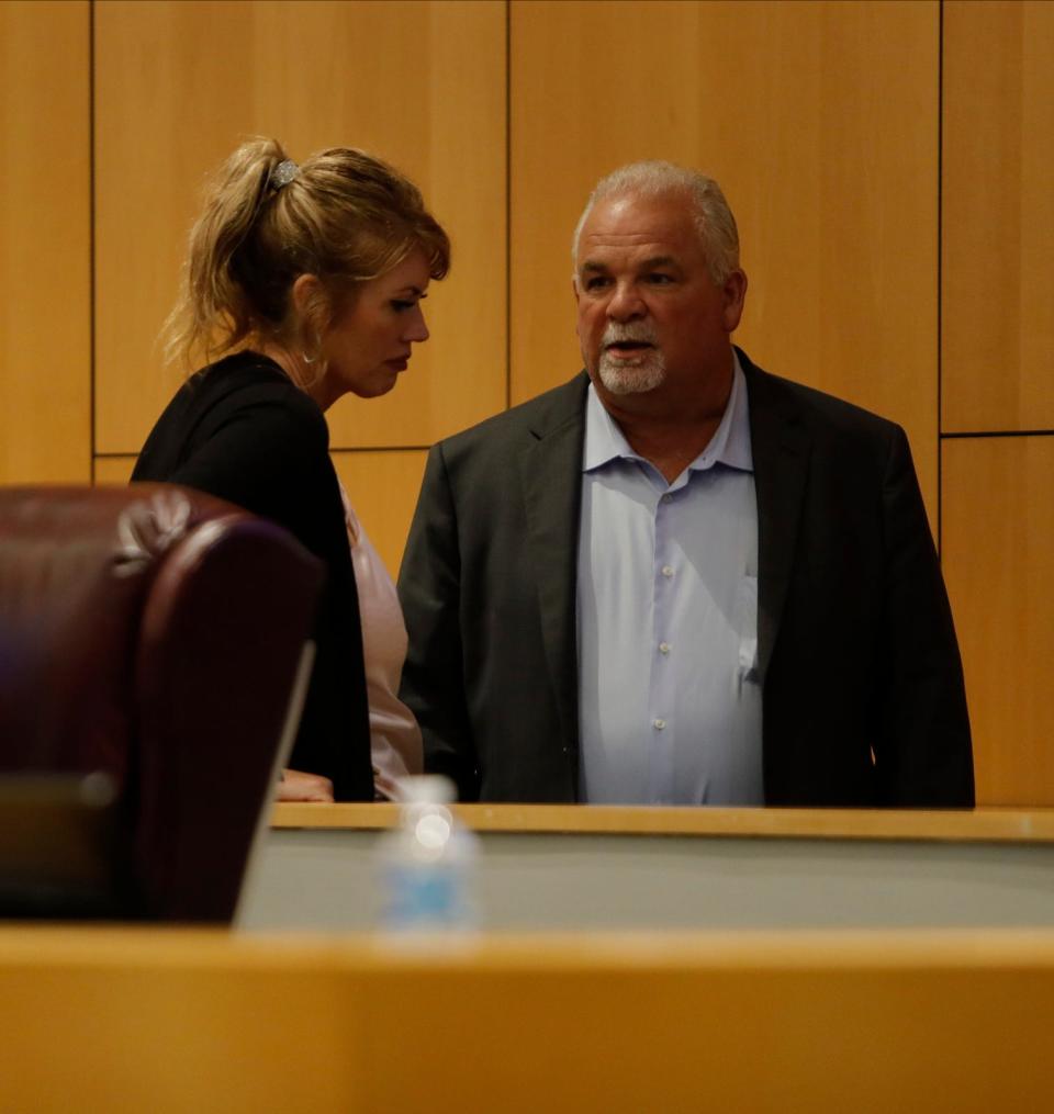 Cape Coral council member Patty Cummings participates in the council meeting at City Hall Wednesday, Nov. 15, 2023. After an ongoing investigation by the State AttorneyÕs Office Cummings turned herself in to authorities on Tuesday, Nov. 14, 2023 after being charged with three felonies.