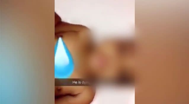 Another video appears to show the pair running water over the toddler, with the caption: 