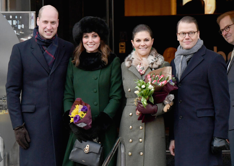 William&nbsp;and Kate with Crown Princess Victoria of Sweden and Prince Daniel of Sweden&nbsp;on&nbsp;Jan. 30.