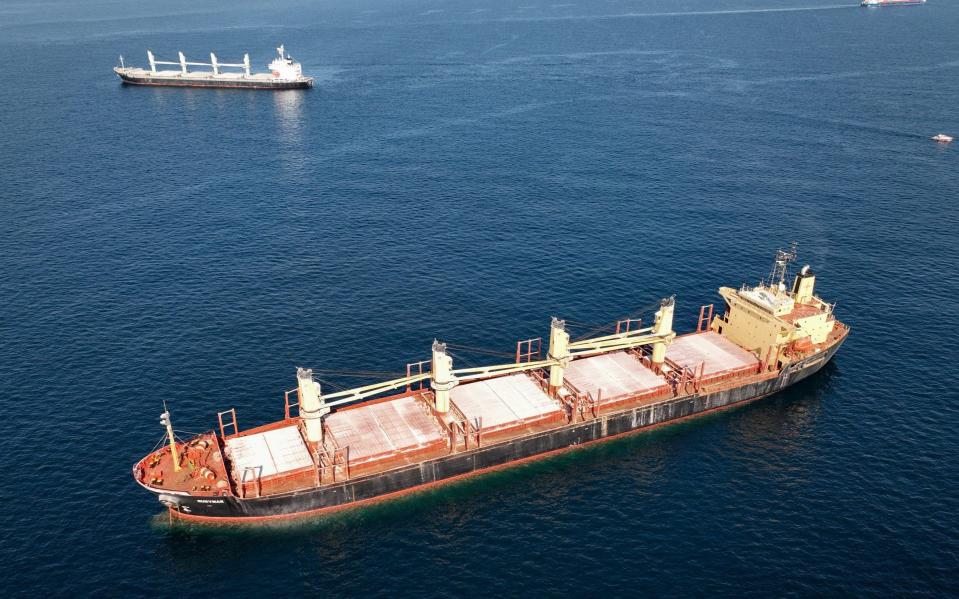 Cargo ship Rubymar, carrying Ukrainian grain, is seen in the Black Sea off Kilyos near Istanbul - MEHMET CALISKAN /REUTERS