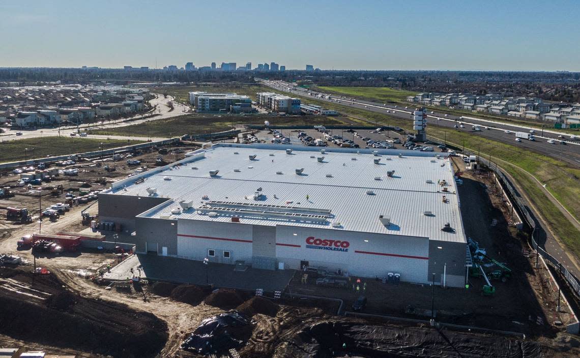 Construction continues at Sacramento’s latest Costco store in North Natomas on Thursday, Jan. 11, 2024. According to the company’s website, the store, located near the Interstate 5 Arena Boulevard exit, is scheduled to open in March. Hector Amezcua/hamezcua@sacbee.com