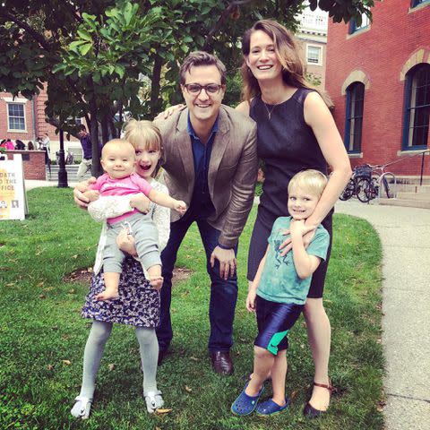 <p>Chris Hayes Instagram</p> Chris Hayes and Kate Shaw with their children.