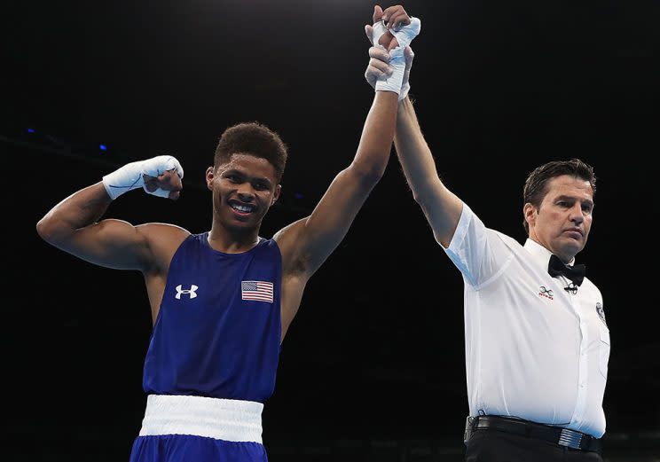 Shakur Stevenson fights for a gold medal on Saturday. (Getty)