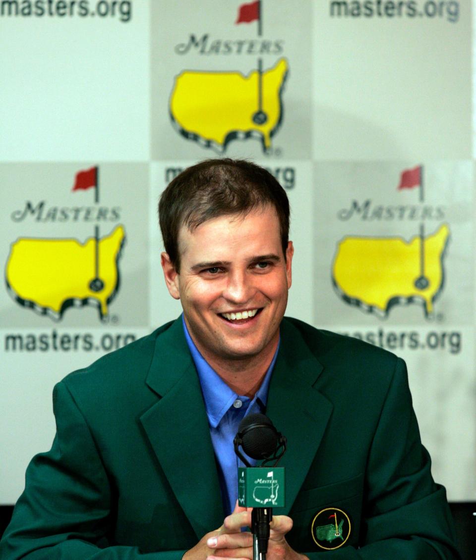 Zach Johnson smiles during his post-round news conference at Augusta National after winning the 2007 Masters.