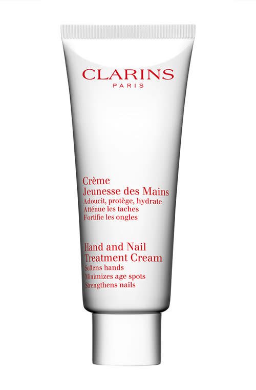 Clarins was awarded a Royal warrant of appointment by HM The Queen in 2007 as 'manufacturers of skin care and cosmetics'. The Queen herself is a fan of the Hand and Nail Treatment Cream, $38, a best seller since 1979.