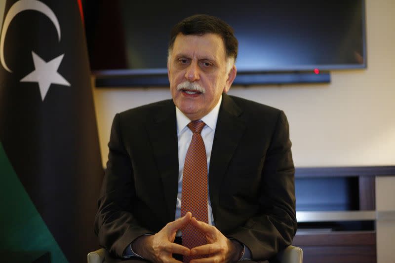 Fayez Mustafa al-Sarraj, Libya's internationally recognised Prime Minister, is pictured during an interview, in Berlin