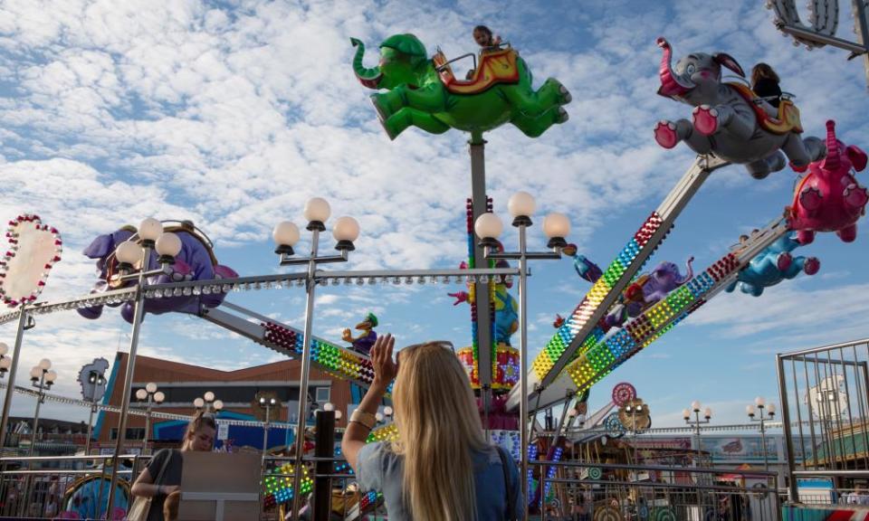 Skegness seaside resort in Lincolnshire, UK, after the easing of covid 19 pandemic lockdown restrictions.