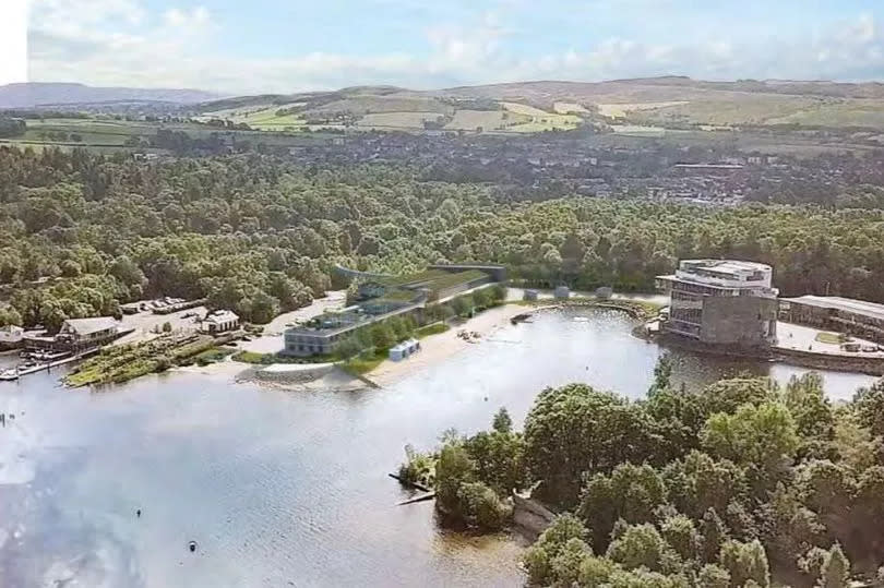 Artists' impression of Lomond Banks development at Balloch, proposed by Flamingo Land.