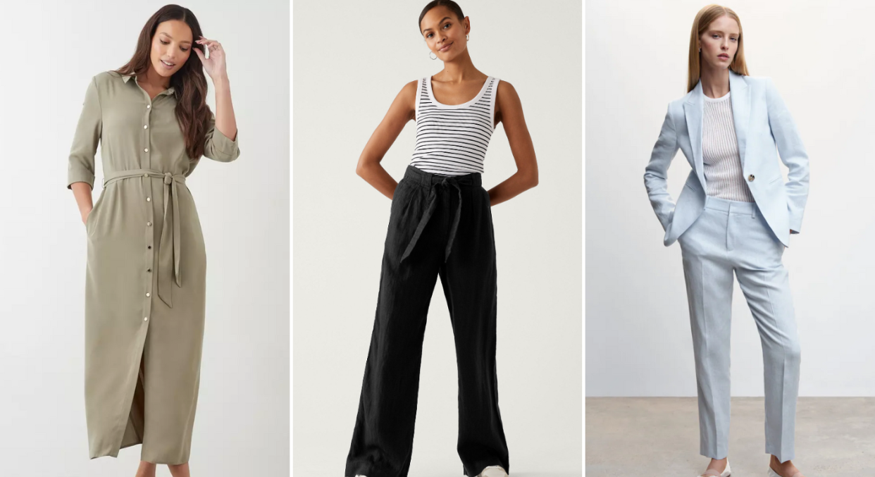 Summer work wardrobe ideas that are stylish and cool. (Debenhams / Marks & Spencer / Mango)