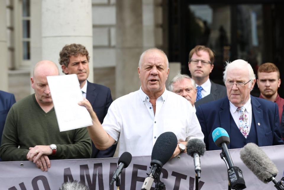 Raymond McCord speaking outside Belfast City Hall (Liam McBurney/PA) (PA Wire)