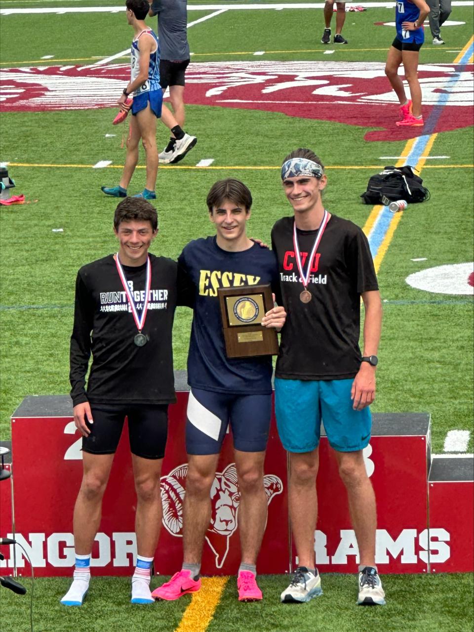 Essex's Kelton Poirier won the boys 800-meter run on Saturday at the New England track and field championships in Bangor, Maine. Follow Vermonters Andrew Thornton-Sherman of St. Johnsbury and CVU's Matthew Servin placed second and fourth, respectively.