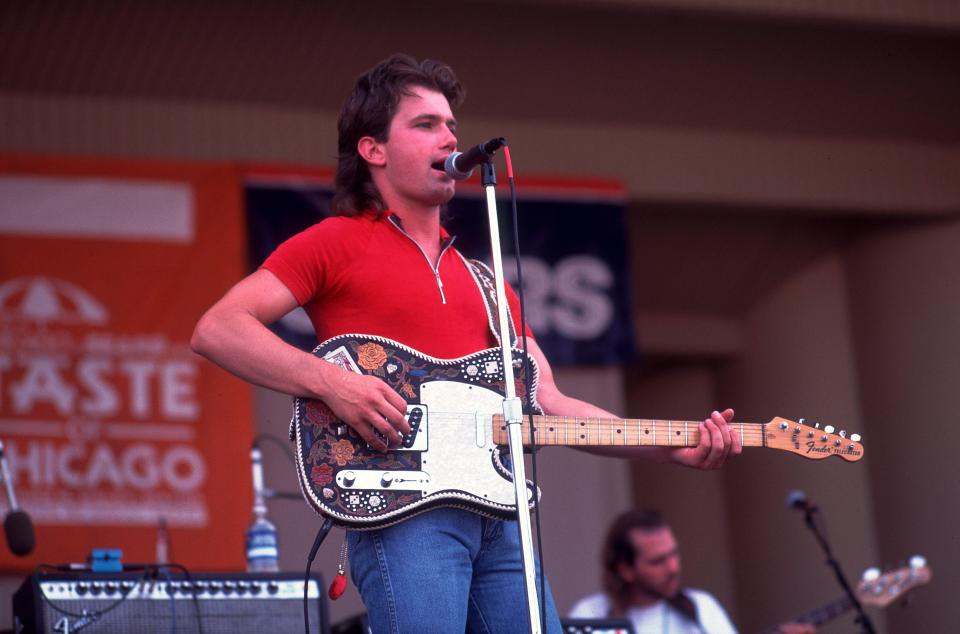 Keith Gattis performs onstage at the Petrillo Band Shell during the Taste of Chicago/Chicago Country Music Festival, Chicago, Illinois, July 1, 1996.