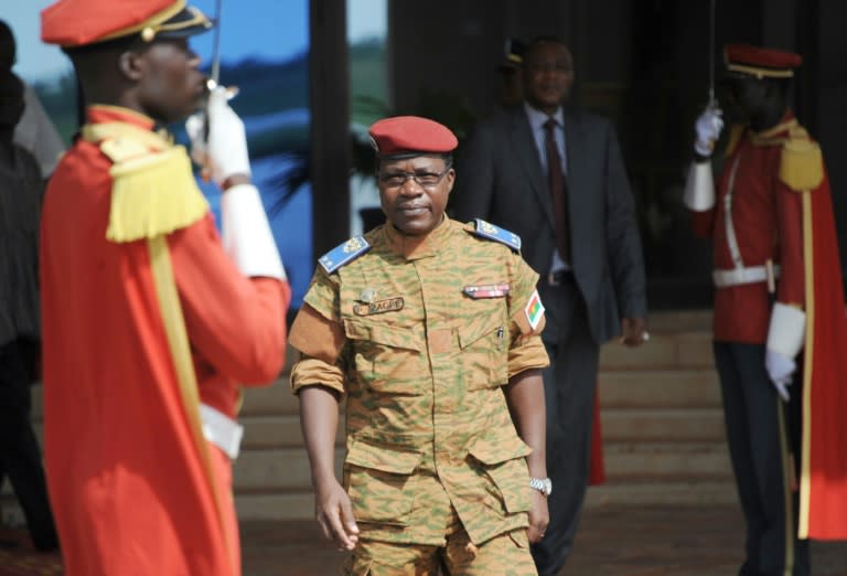 Burkina Faso's Chief-of-Staff General Pingrenoma Zagre waits on September 23, 2015 at Ouagadougou International airport to welcome six leaders of the Economic Community of West African States