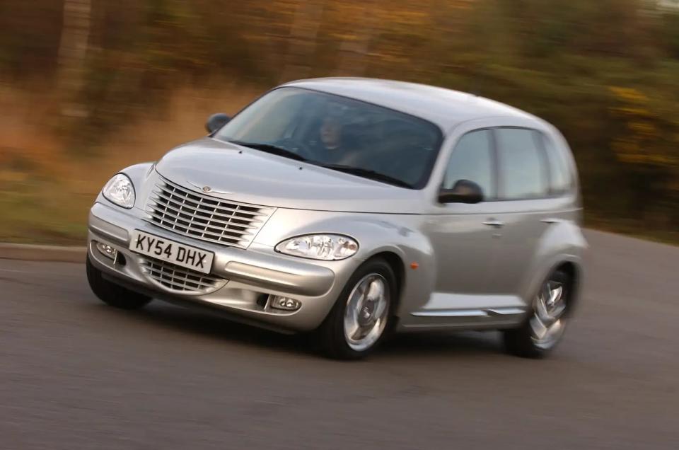 <p>It received the ‘Worst Car of the Past 20 Years Award’ back in 2013 thanks to its awful safety ratings, off-the-wall looks and underpowered 2.4-litre engine. But we feel that in a world of Volkswagen Beetles and Minis the PT Cruiser’s retro design quirks, such as the 1930s hot rod-inspired nose and front bulbous arches, chrome wheels, sloped roof line and flat boot lid, made it utterly individual and that’s why we’ll always have a soft spot for it.</p>