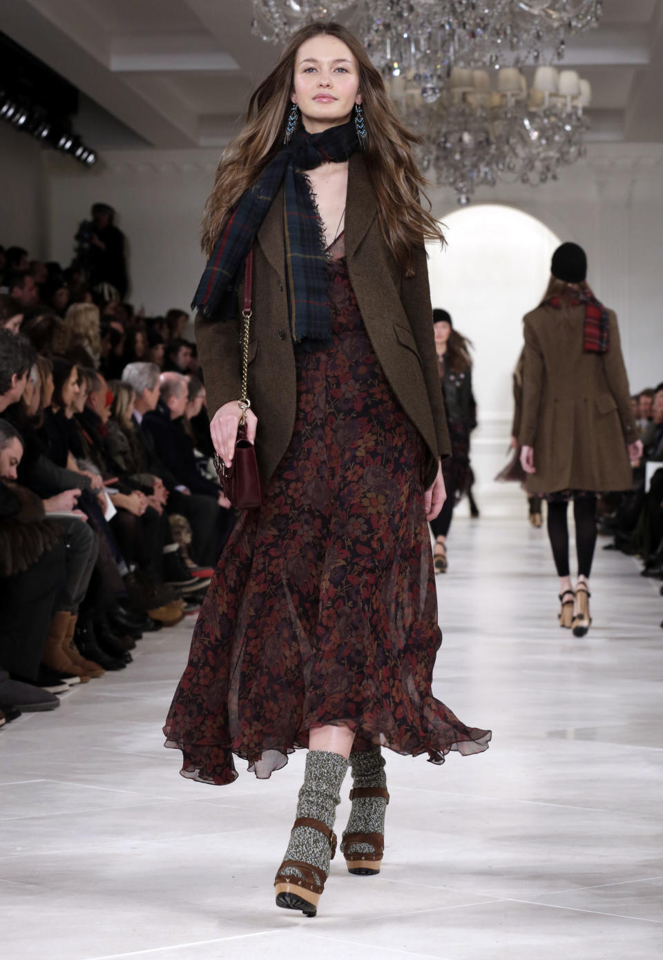 The Ralph Lauren Fall 2014 collection is modeled during Fashion Week in New York on Thursday, Feb. 13, 2014. (AP Photo/Richard Drew)