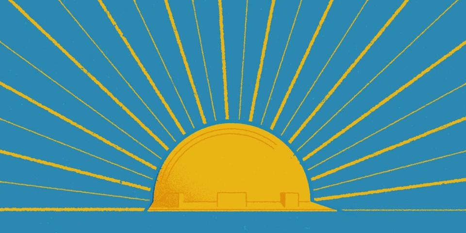 A hard hat representing a sun rise
