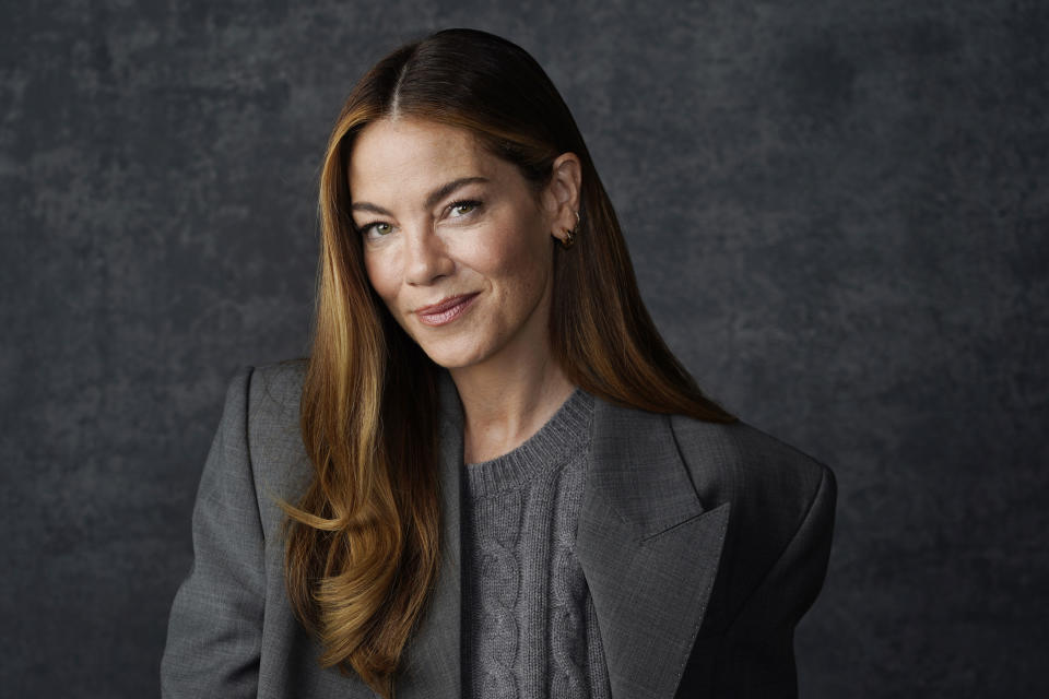 Actor Michelle Monaghan poses for a portrait to promote the Netflix limited series "Echoes," Monday, Aug. 15, 2022, in Los Angeles. (AP Photo/Chris Pizzello)