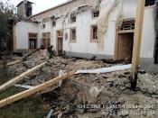 View of ruins of destroyed ancestral home of Nangarhar provincial official Ajmal Omar in Kodi Khel