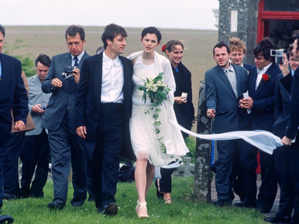 Tennant wore a Helmut Lang dress for her wedding to photographer David Lasnet in 1999Sutton Hibbert/REX