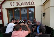 Customers drink beer in the U Kantu pub in the village of Myslovice