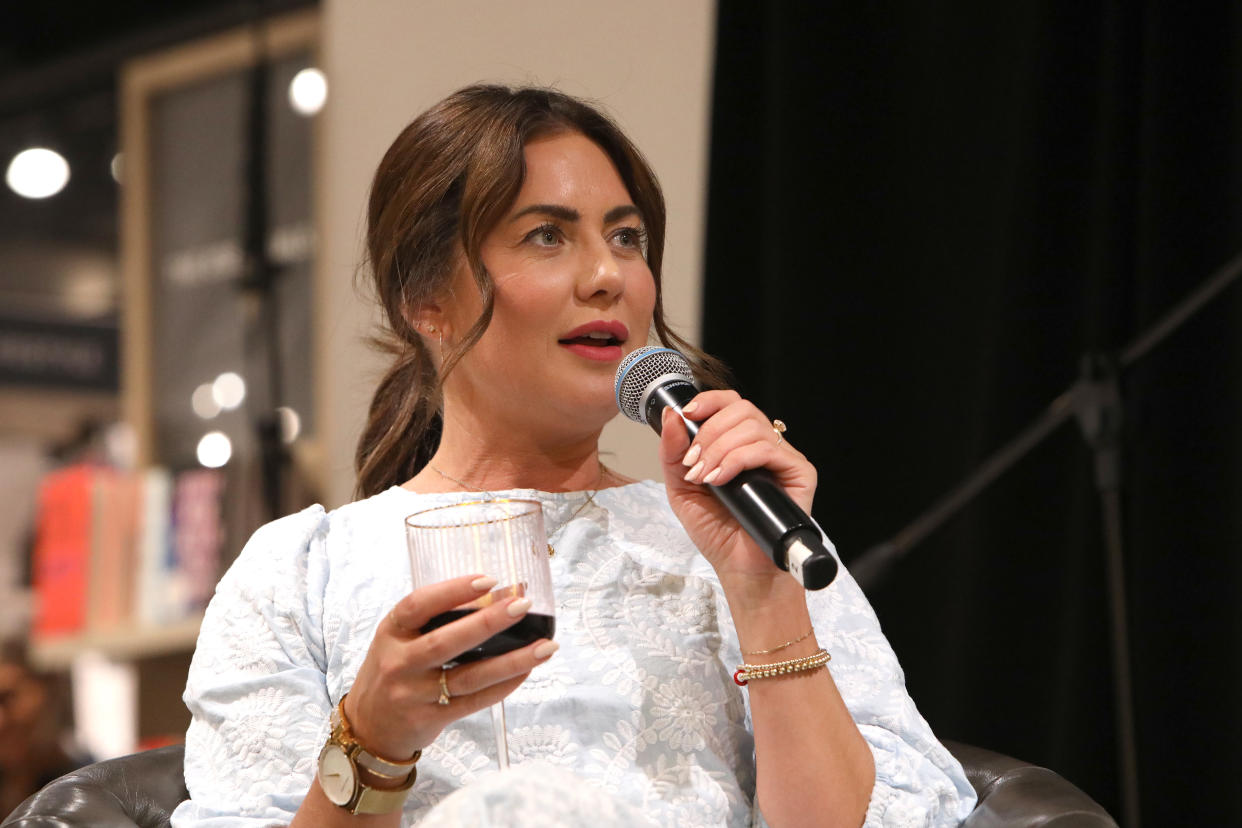 TORONTO, ONTARIO - SEPTEMBER 19: Jillian Harris speaks at Indigo Bay & Bloor on September 19, 2023 in Toronto, Ontario. (Photo by Jeremychanphotography/Getty Images)