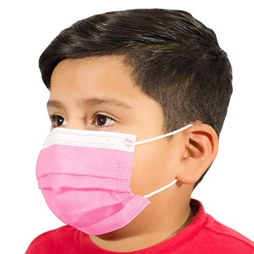 9) 3-ply Flamingo Pink Disposable Made in USA Kids Face Mask ASTM Level 3 100 Units (100, Flamingo Pink)