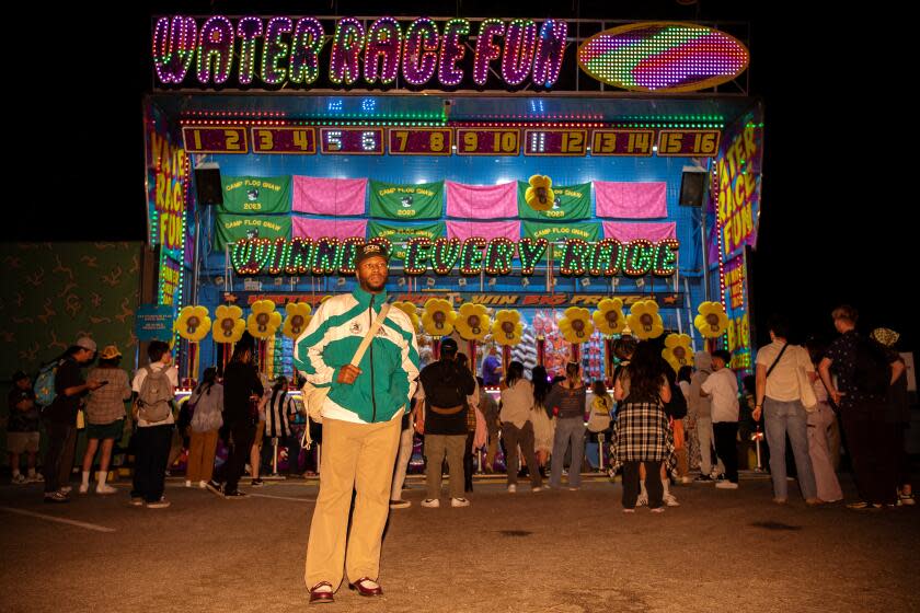 LOS ANGELES, CA - NOVEMBER 11: LOOKS #19- fashion looks during the first day/night of Camp Flog Gnaw at Dodger Stadium on Saturday, Nov. 11, 2023 in Los Angeles, CA. (Mariah Tauger / Los Angeles Times)