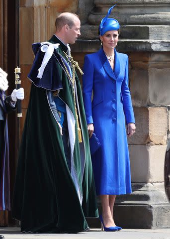 <p>ROBERT PERRY/POOL/AFP via Getty Images</p> Kate Middleton and Prince William travel to King Charles’ coronation celebration in Scotland on July 5.