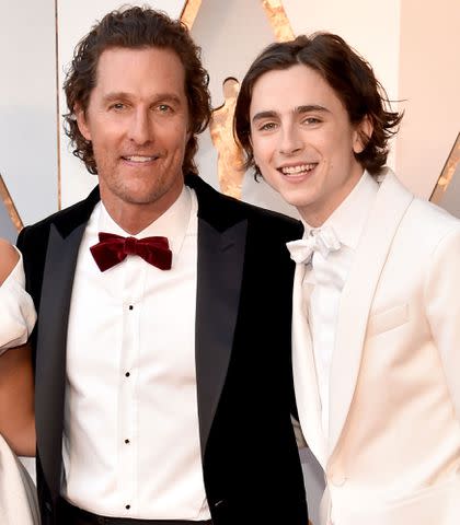 Kevin Mazur/WireImage Matthew McConaughey and Timothée Chalamet at 2018 Oscars