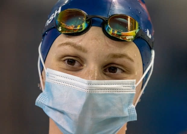 Summer McIntosh is seen after winning the women’s 200 freestyle at the Olympic swimming trials in Toronto on Sunday. (Frank Gunn/The Canadian Press - image credit)