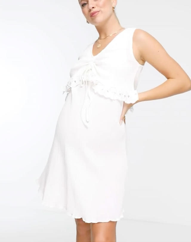 KOJOOIN Maternity Dress Pregnancy Dress Floral Lace Cocktail Dress Bodycon Knee Length Dress 