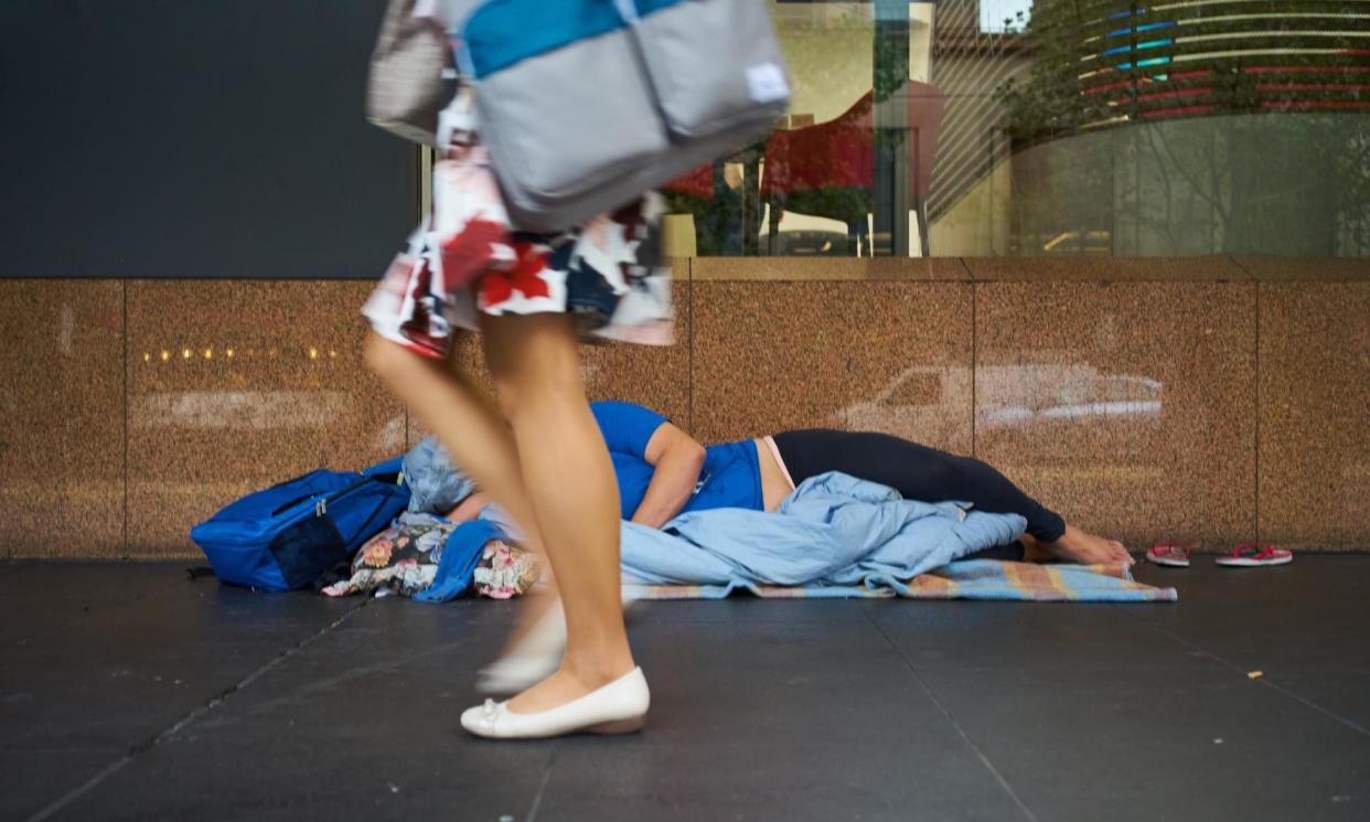 <span>The report credited the rise in demand for homelessness services in Victoria to the dual housing and cost-of-living crises.</span><span>Photograph: William Ho/Getty Images</span>