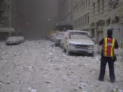 <p>Ash covers a street in downtown New York City after the collapse of the World Trade Center following a terrorist attack on Sept. 11, 2001. (Photo: Bernadette Tuazon/AP) </p>