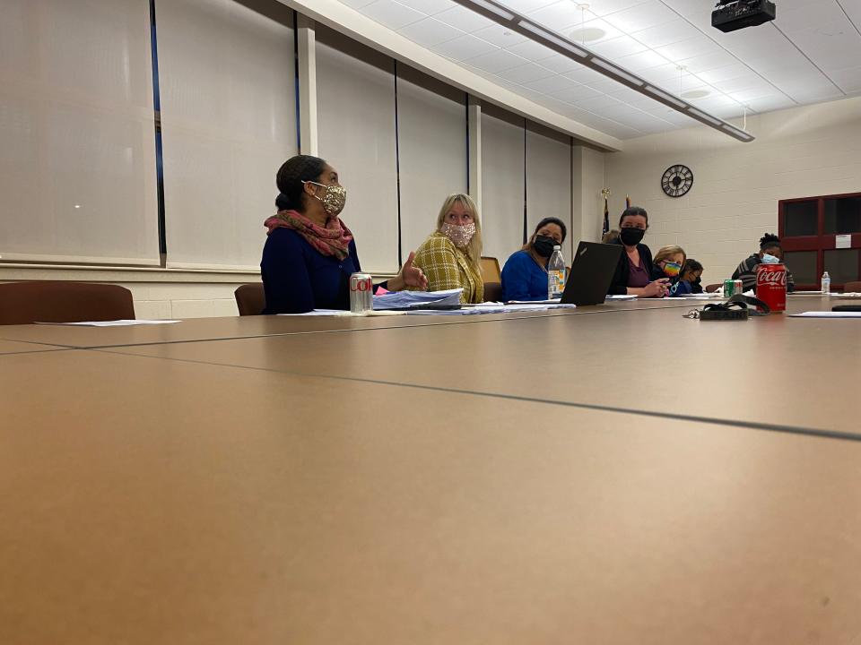 File photo of Norwich Public Schools Assistant Superintendent Tamra Gloster, left, next to Superintendent Kristen Stringfellow at a meeting. Both are currently on paid administrative leave due to an investigation.