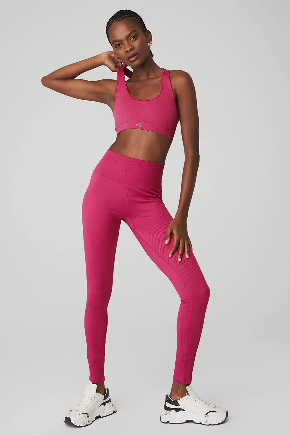 <p>Seamless pieces are comfortable and easy to wear. We like this <span>Alo Seamless Ribbed Bra &amp; Seamless High-Waist Ribbed Legging Set</span> ($156) for lower impact workouts.</p>