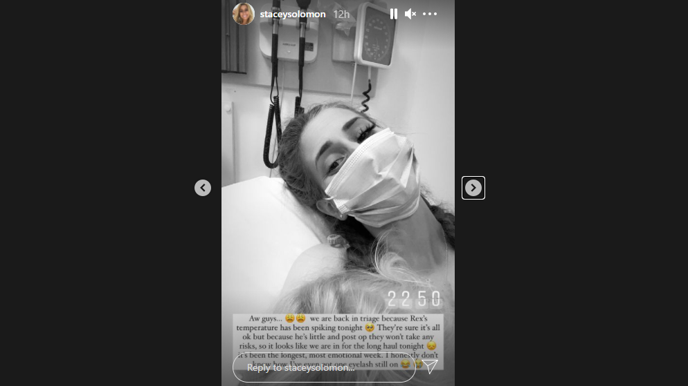 The star returned to hospital with her son. (Screengrab from Stacey Solomon's Instagram)