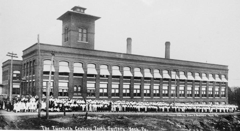 Undated historical photo of Dentsply in York known as the 'Twentieth Century Tooth Factory in York' at the time.