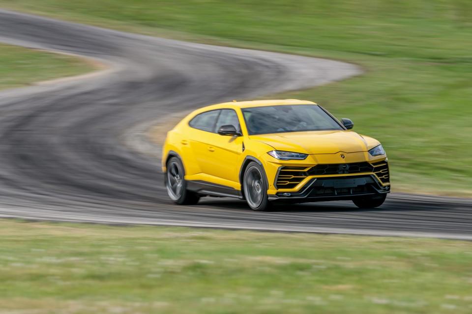 <p>The <a href="https://www.caranddriver.com/lamborghini/urus-2019" rel="nofollow noopener" target="_blank" data-ylk="slk:Lamborghini Urus;elm:context_link;itc:0;sec:content-canvas" class="link ">Lamborghini Urus</a> is the quickest factory-stock SUV we've tested. The decade saw an impressive development of super-car-contending, high-performance sport utility vehicles. The Urus is the quickest, for now, blasting to <a href="https://www.caranddriver.com/reviews/a25586965/2019-lamborghini-urus-road-trip-iceland/" rel="nofollow noopener" target="_blank" data-ylk="slk:60 mph in 3.1 seconds;elm:context_link;itc:0;sec:content-canvas" class="link ">60 mph in 3.1 seconds</a>. Man, this big bull is quick. </p><p><a class="link " href="https://www.caranddriver.com/features/g19876364/these-are-the-quickest-suvs-weve-ever-tested-so-far/" rel="nofollow noopener" target="_blank" data-ylk="slk:CHECK OUT THE QUICKEST SUVS WE'VE EVER TESTED HERE;elm:context_link;itc:0;sec:content-canvas">CHECK OUT THE QUICKEST SUVS WE'VE EVER TESTED HERE</a></p>