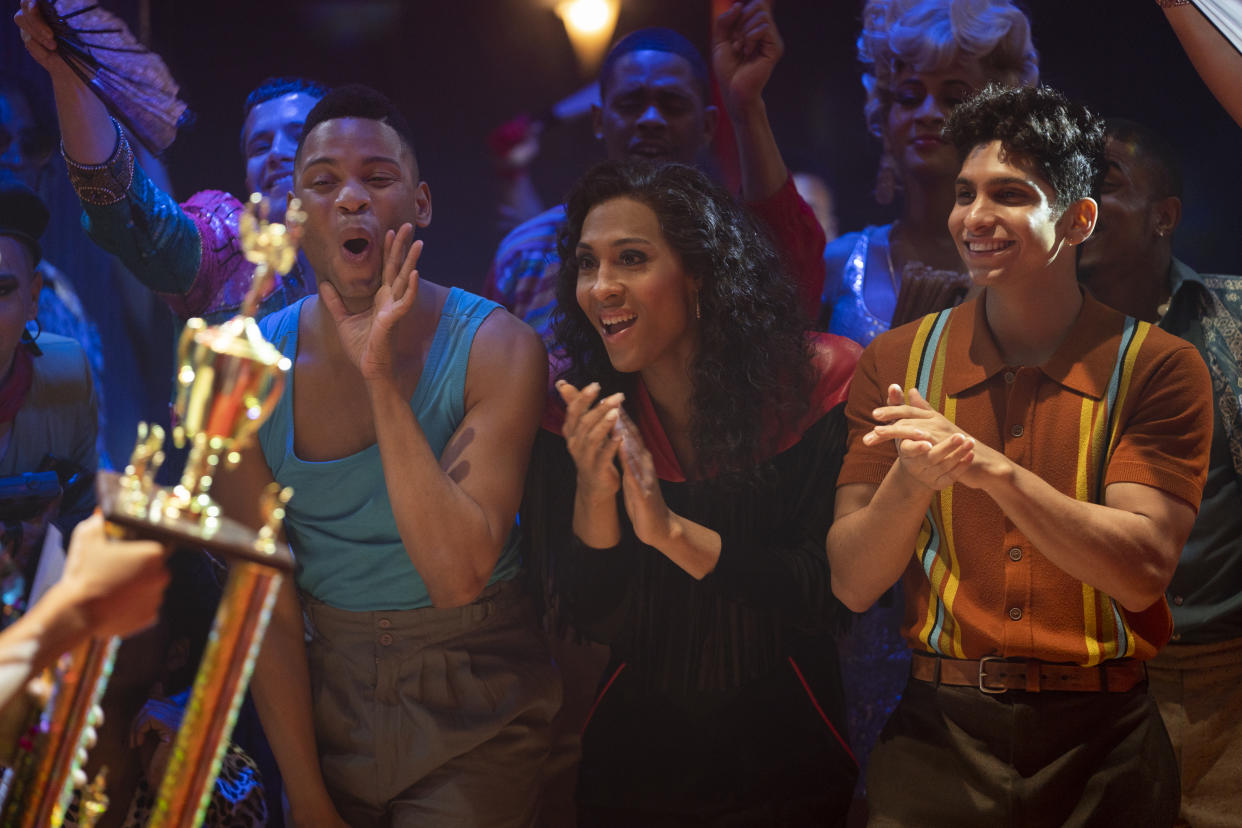 Ryan Jamaal Swain as Damon, Mj Rodriguez as Blanca, and Angel Bismark Curiel as Lil Papi in the Season 2 premiere of FX's 'Pose' (Macall Polay/FX)